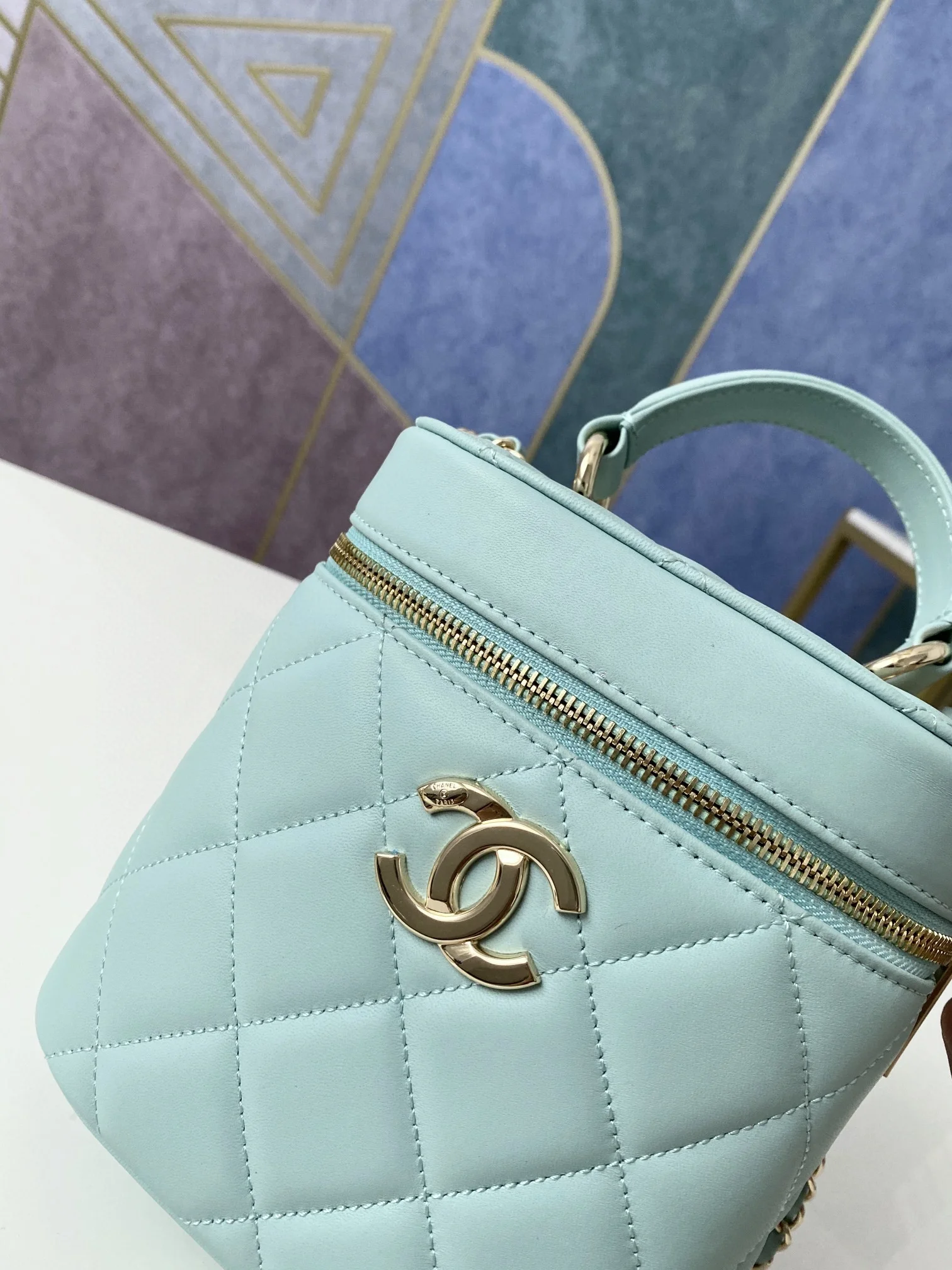 Chanel Vanity Case Gold Hardware Light Green For Women, Women’s Handbags, Shoulder Bags 9.4in/24cm