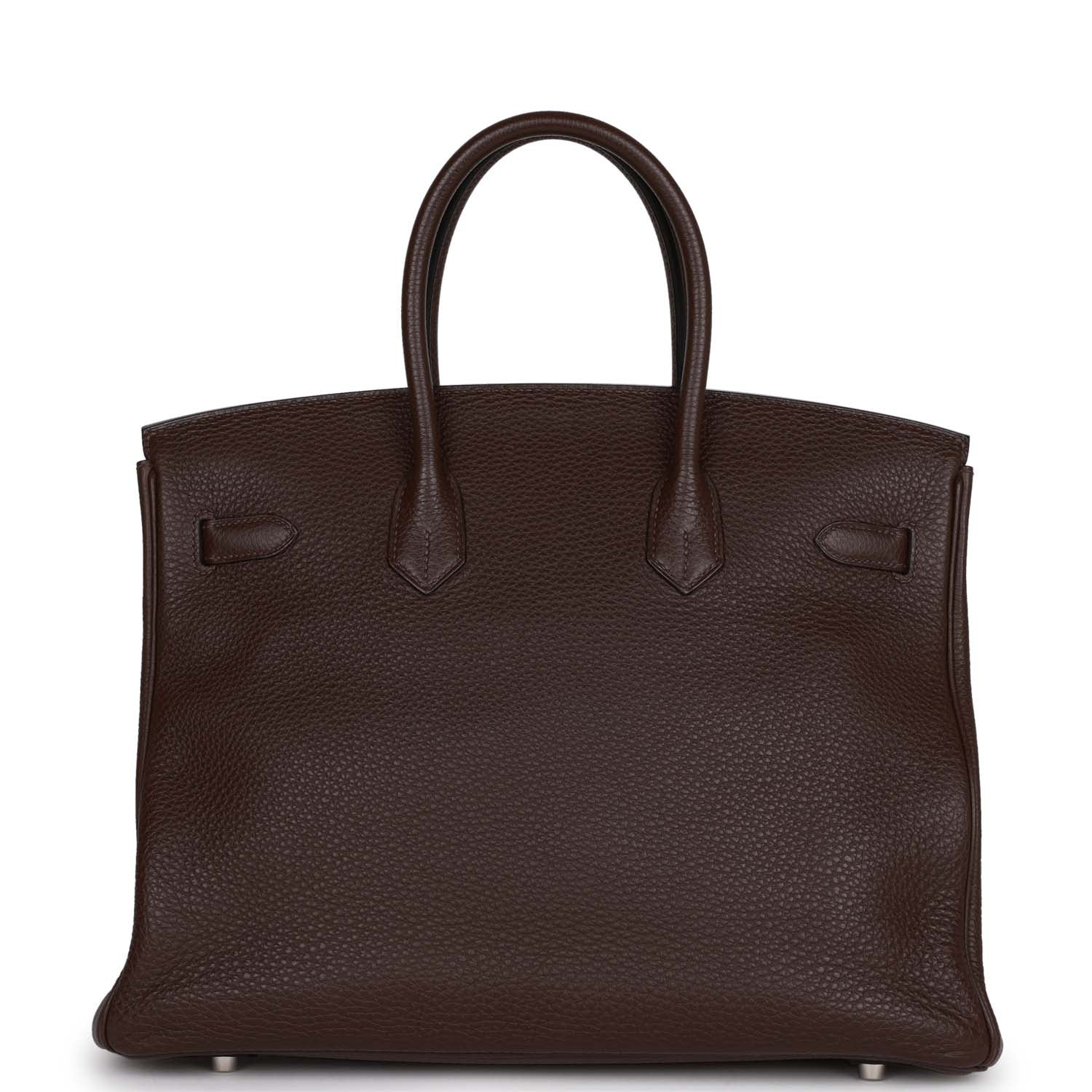 Pre-owned Hermes Birkin 35 Chocolate Togo Palladium Hardware