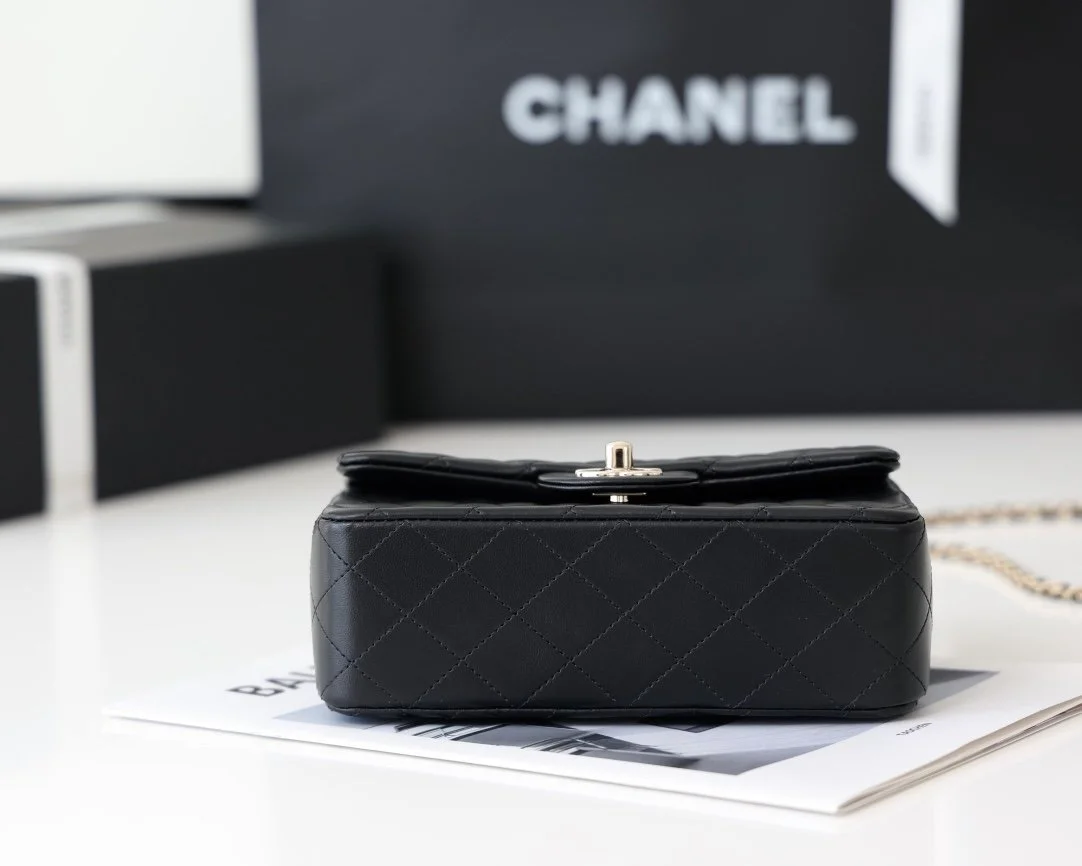Chanel Mini Flapbag With Top Handle Black For Women 7.8in/20cm