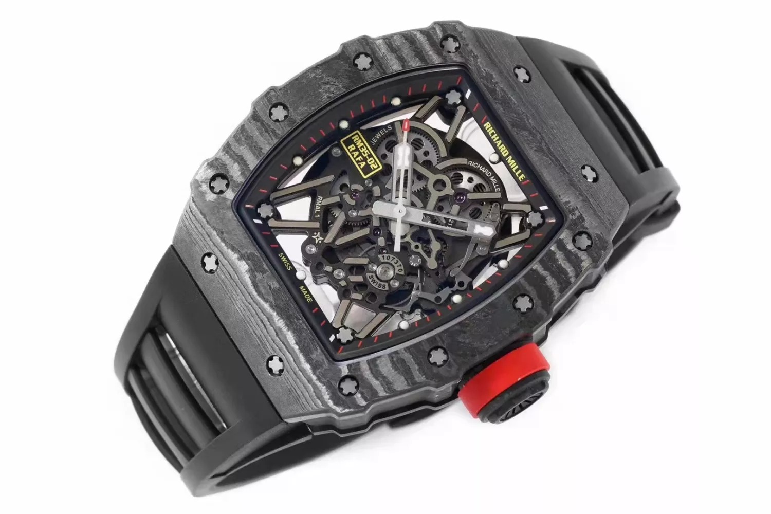 RM 35-02 Black Bezel Red Markers Black Rubber Strap ZF RUML3