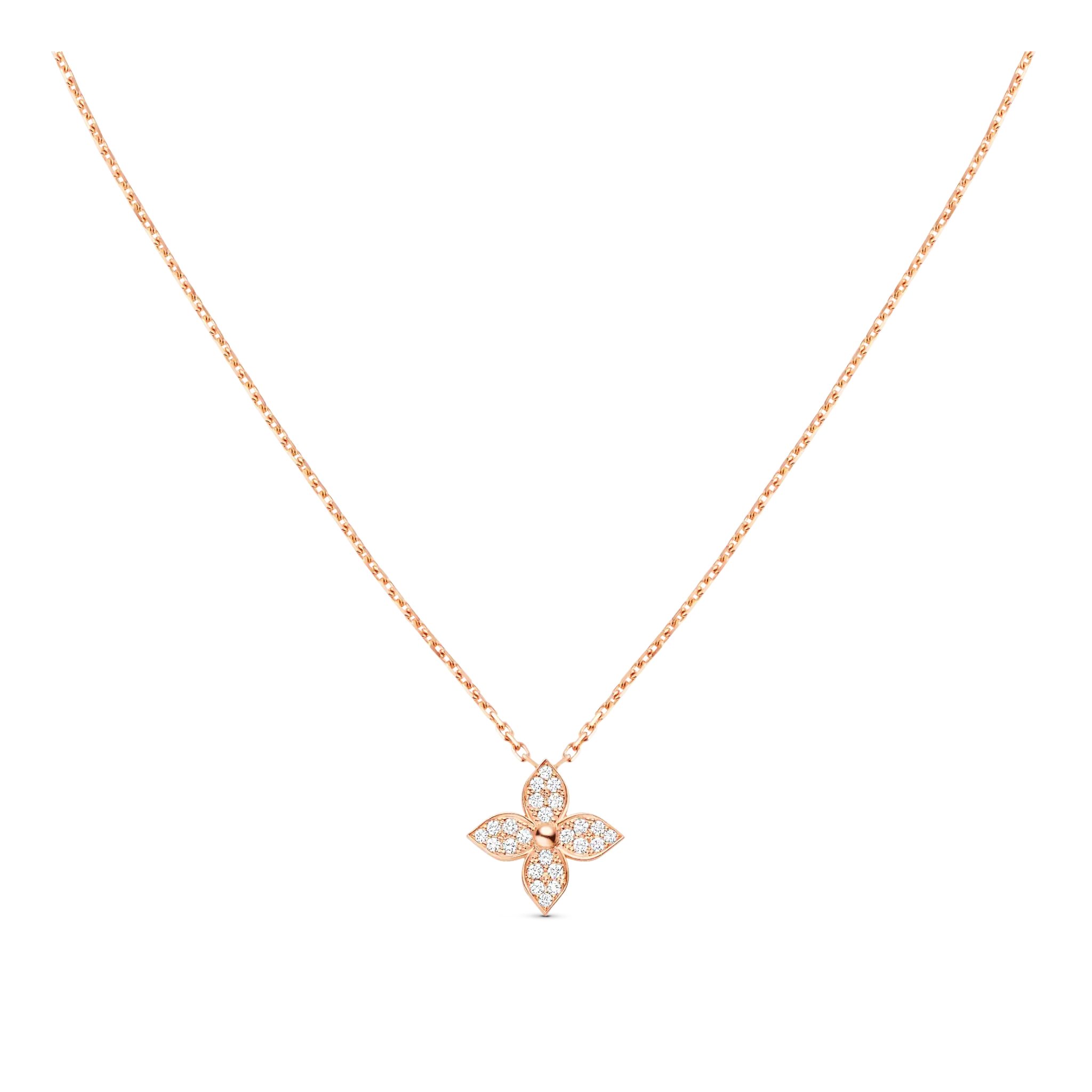 Star Blossom Rose Gold and Diamond Pendant