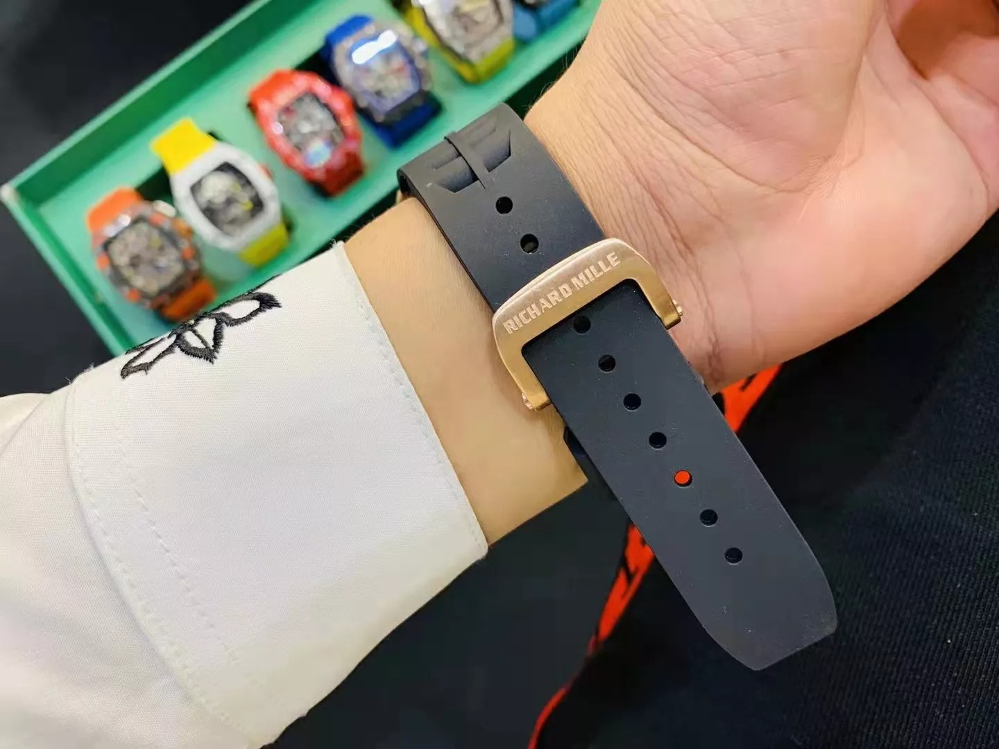 RM 11-03 Skeleton Dial Rose Gold Bezel Black Rubber Strap ZY 7750