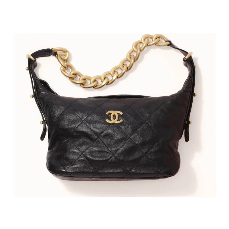 Chanel Black Calfskin Leathe Hobo Bag As2910