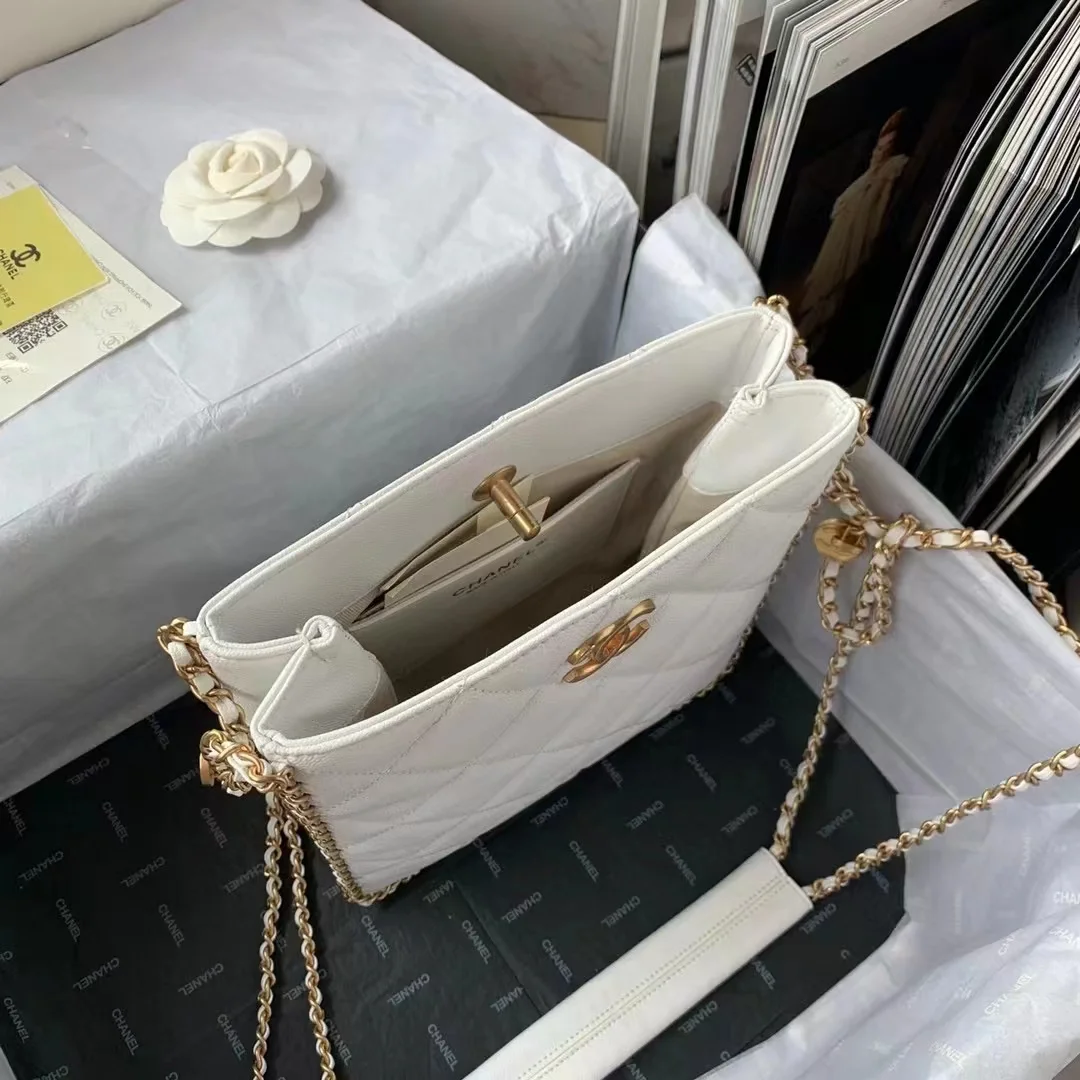 Chanel Small Shopping Bag White For Women, Women’s Bags 9in/23cm