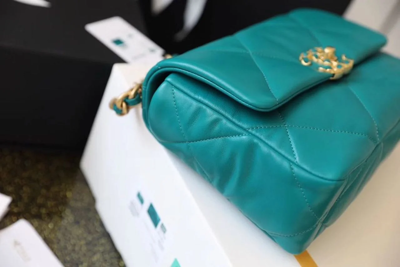 Chanel 19 Handbag 26cm Teal For Women AS1160