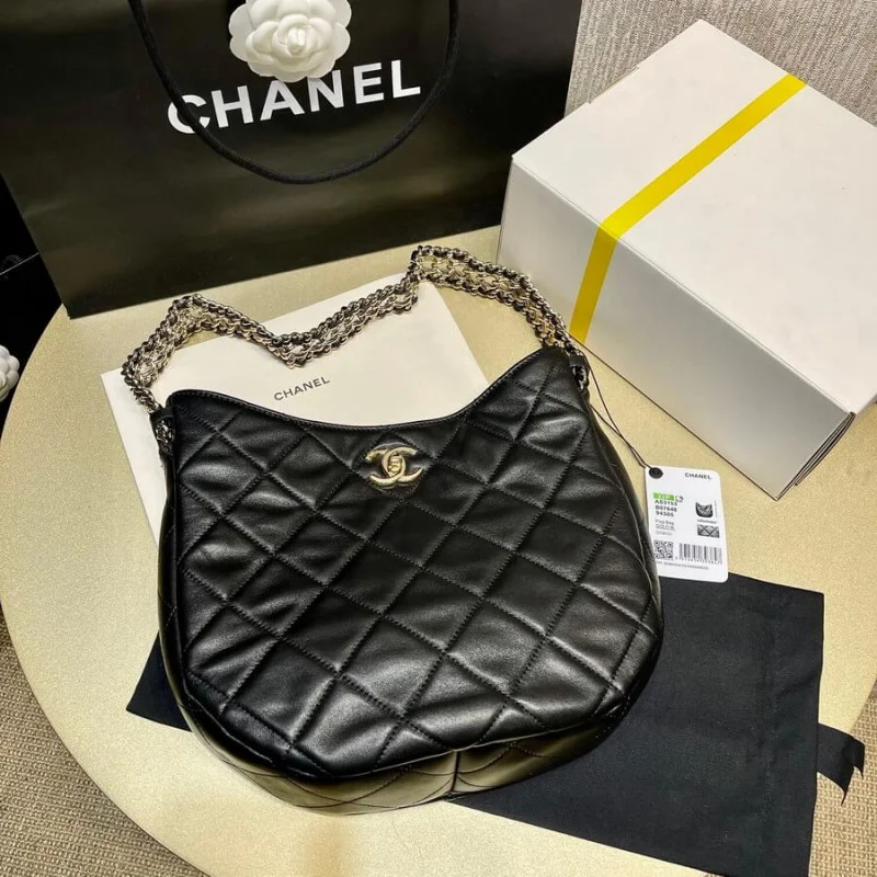 Chanel Hobo Bag In Lambskin As3153 Black
