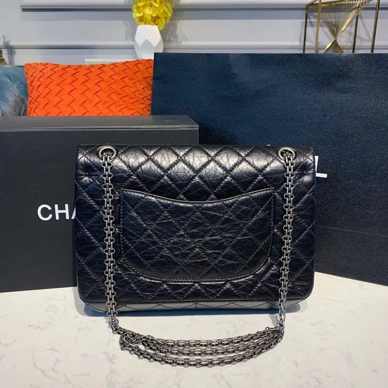 Chanel 2.55 Handbag Silver Hardware Black For Women, Women’s Bags, Shoulder And Crossbody 11in/28cm A37586