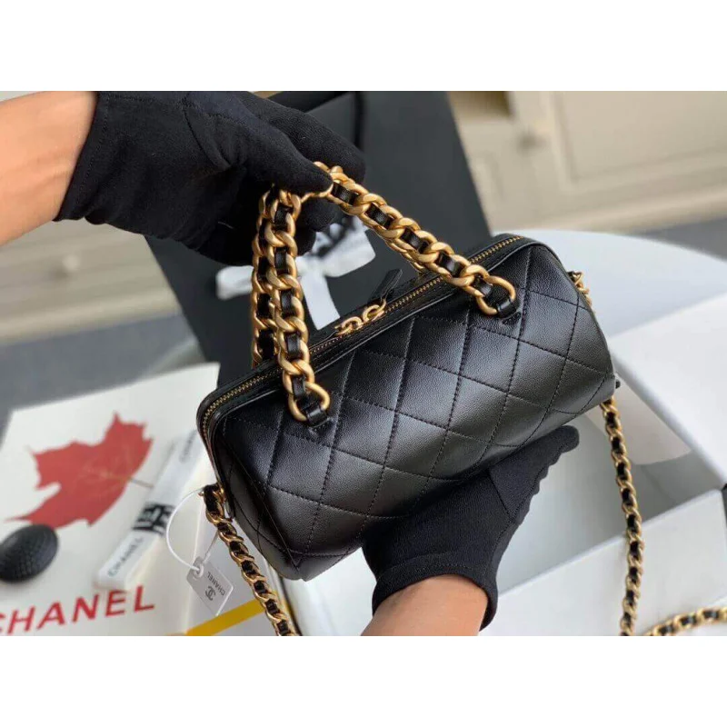 Chanel Shiny Lambskin Small Bowling Bag As1899