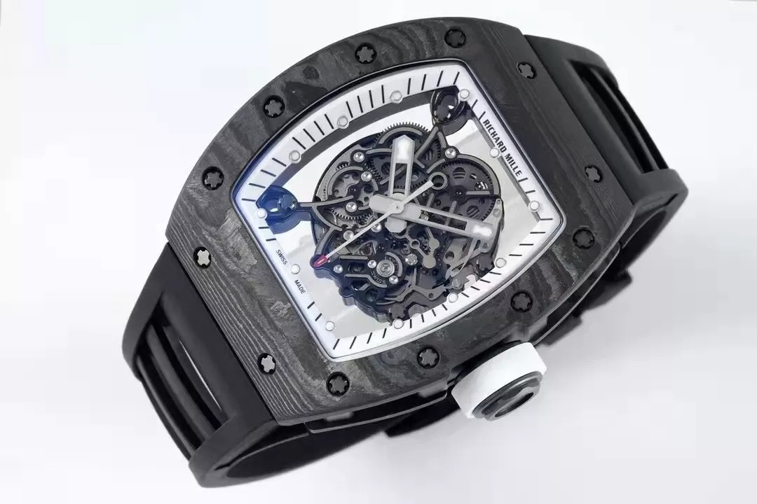 RM055 Skeleton White Dial Black Bezel Black Rubber Strap ZF RMUL2