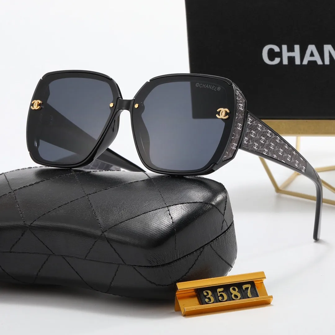 5-Color Fashion CC Printed Letter Temple Polarized Sunglasses