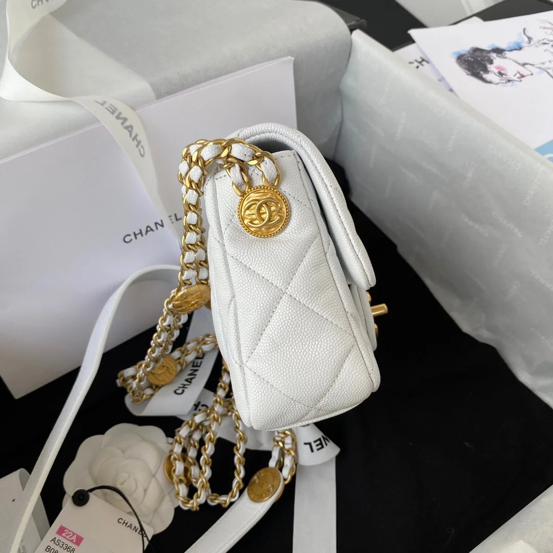 Chanel Mini Flap Bag With Top Handle Gold Hardware White For Women, Women’s Handbags, Shoulder Bags 7.9in/20cm AS2431