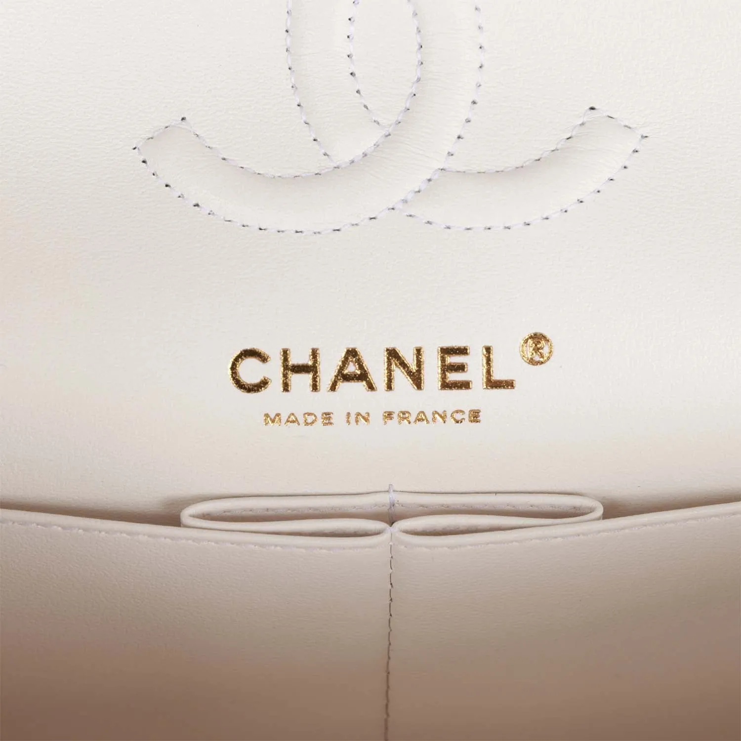 Small Classic Double Flap Bag White Caviar Light Gold Hardware