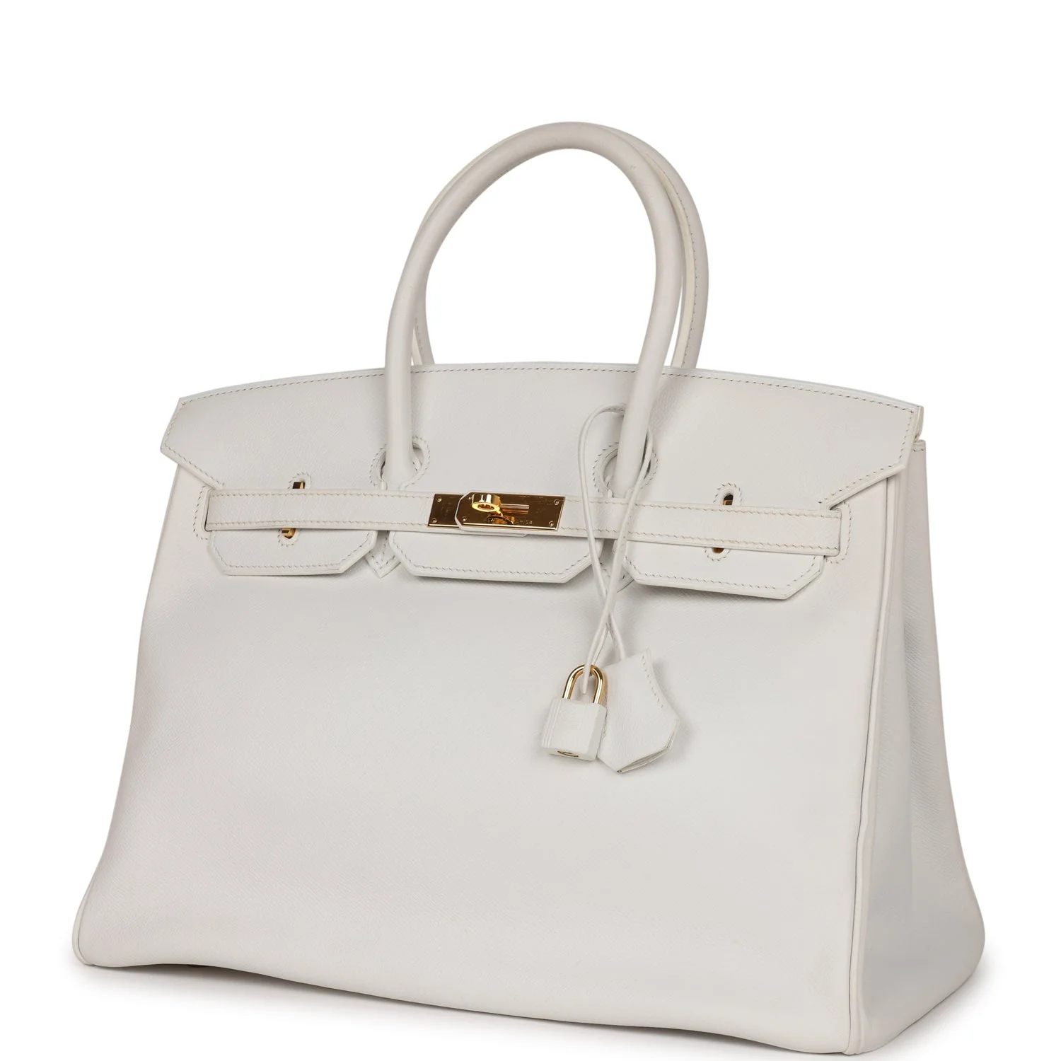 Pre-owned Hermes Birkin 35 White Epsom Gold Hardware