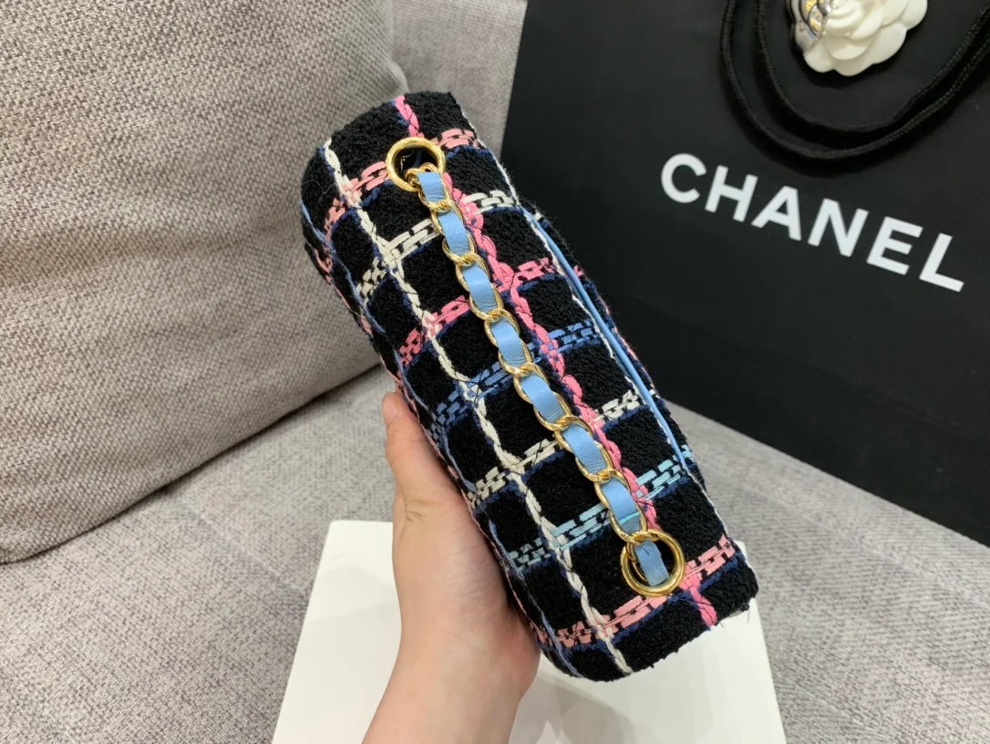 Chanel Navy Sparkle Tweed Classic Mini Rectangular Flap Bag For Women 20cm/7.5in