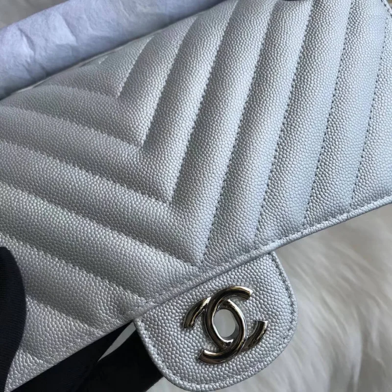 Chanel Chevron Caviar Calfskin Class-Flap Bag A01112