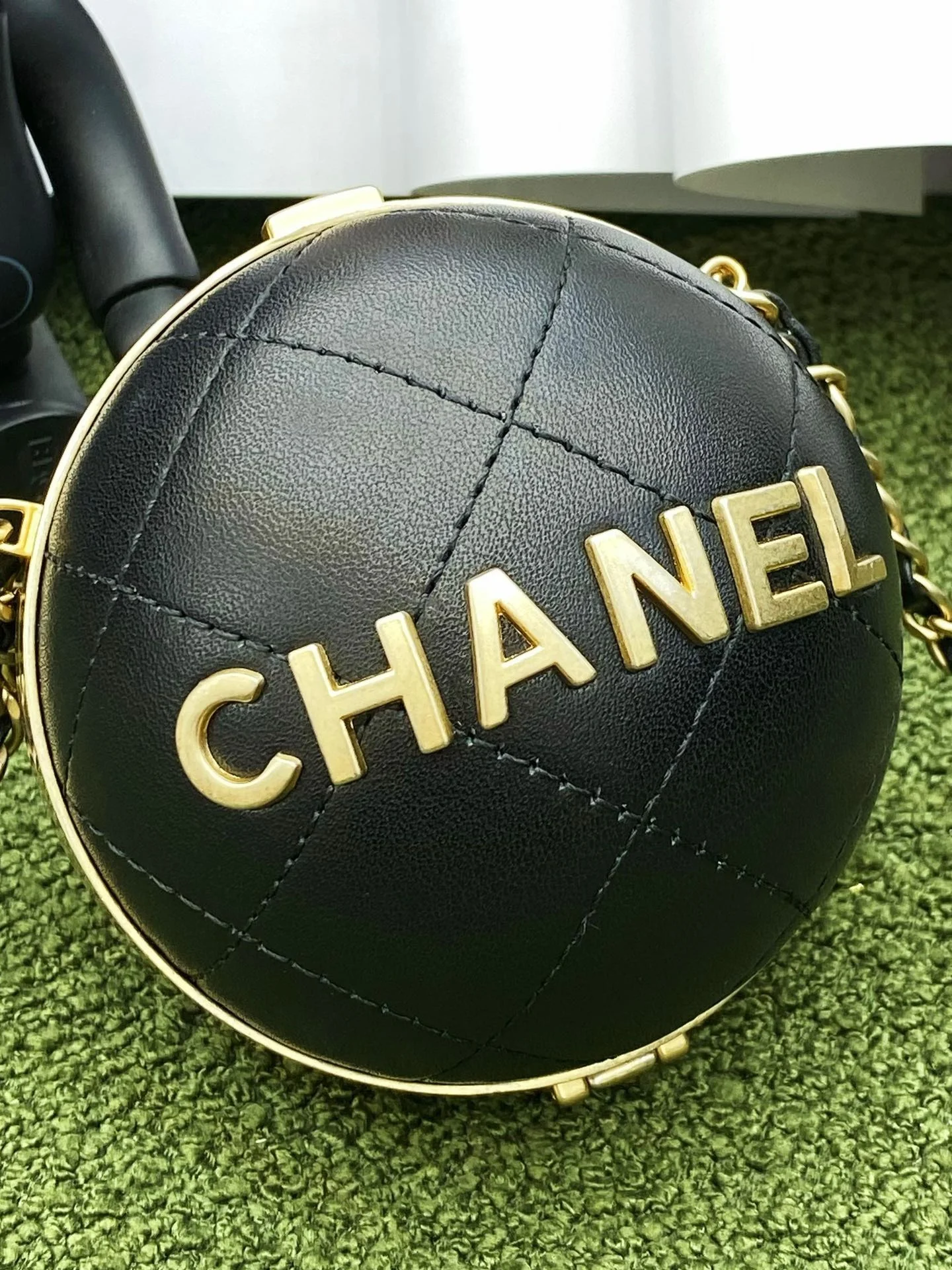 Chanel Ball Bag Black and Gold Chain Bag For Women 8cm/3.15in