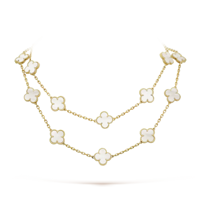 Vintage Alhambra Long Necklace, 20 Charms