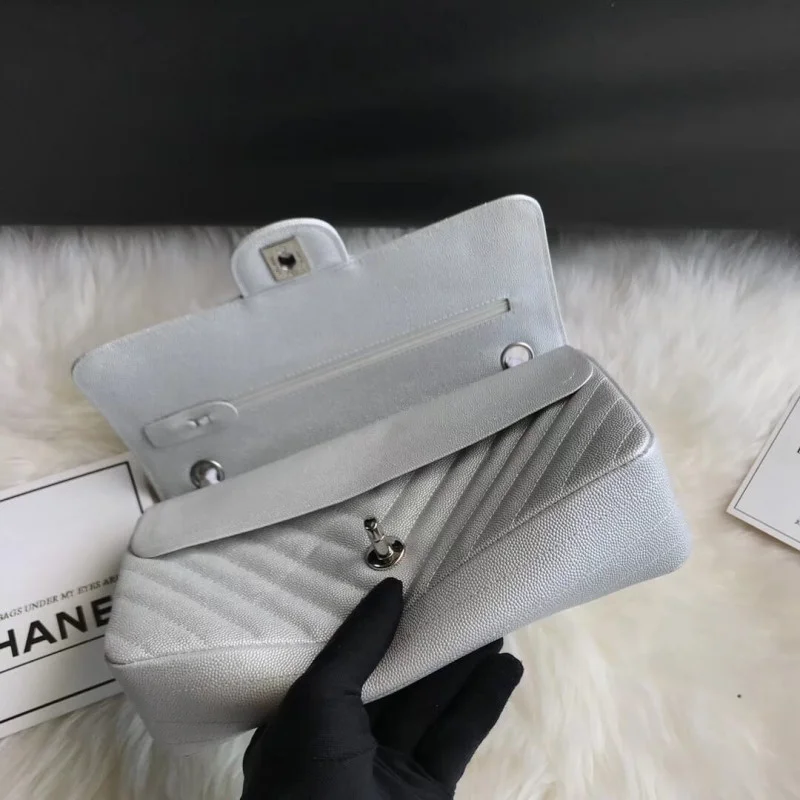 Chanel Chevron Caviar Calfskin Class-Flap Bag A01112