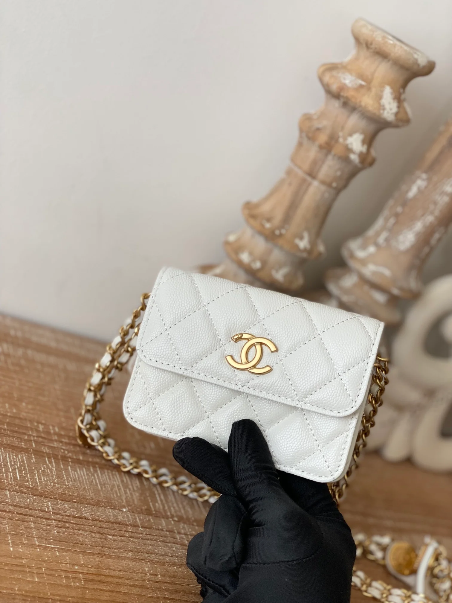 Chanel Clutch With Chain White For Women, Women’s Bags 4.8in/12.3cm