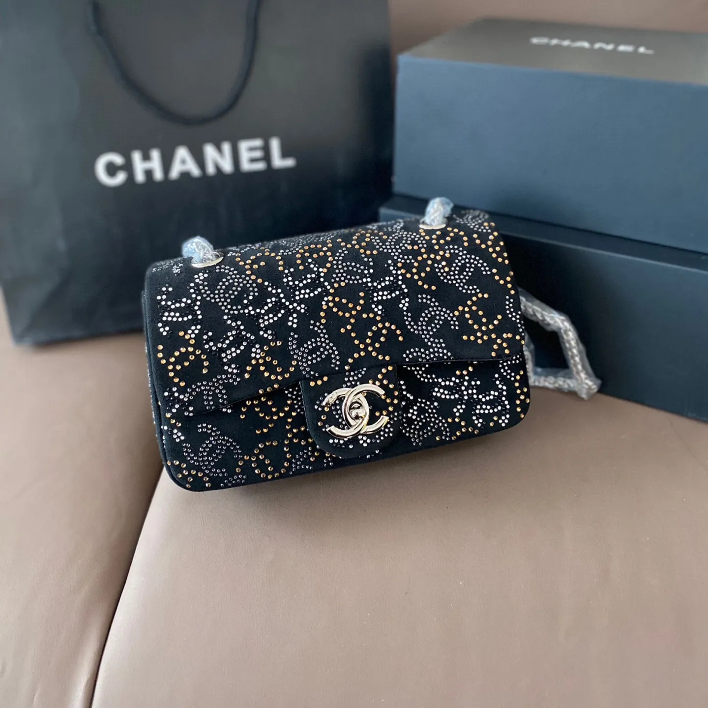 PARIS-SHANGHAI STUDDED CC FLAP BAG