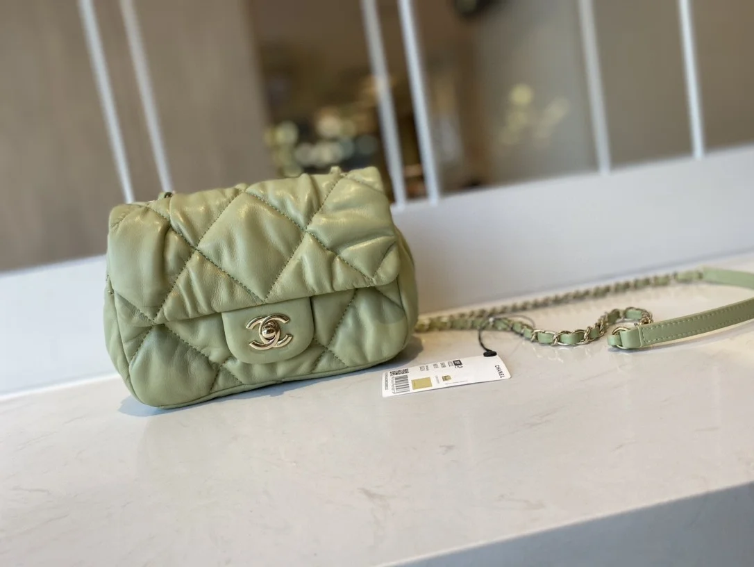 Chanel Small Flap Bag Gold Hardware Green For Women, Women’s Handbags, Shoulder Bags 7.5in/19cm AS2232