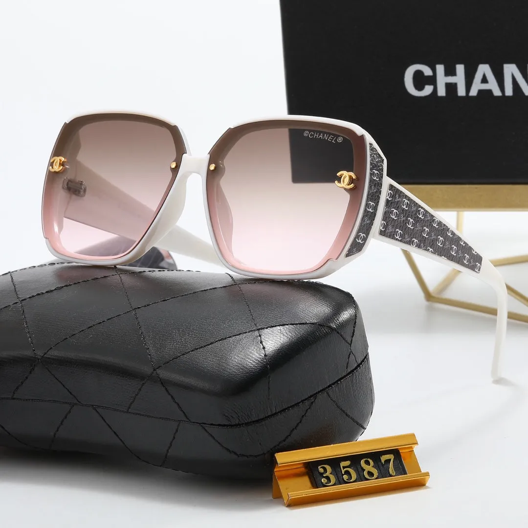 5-Color Fashion CC Printed Letter Temple Polarized Sunglasses