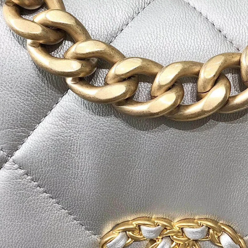 Chanel 19 Flap Bag As1160 Silver