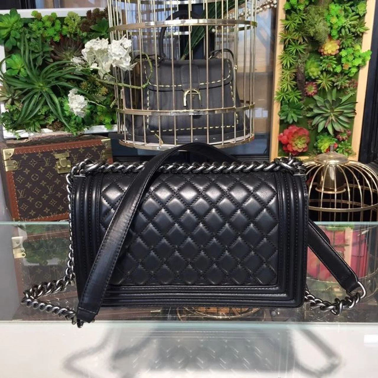 Chanel Boy Handbag Silver Hardware Black For Women, Women’s Bags, Shoulder And Crossbody Bags 9.8in/25cm A67086