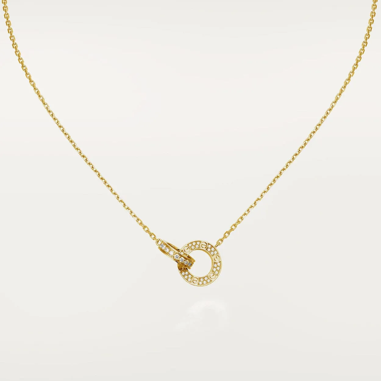 car Love Necklace Interlocking Circles Necklace With Diamond Paved
