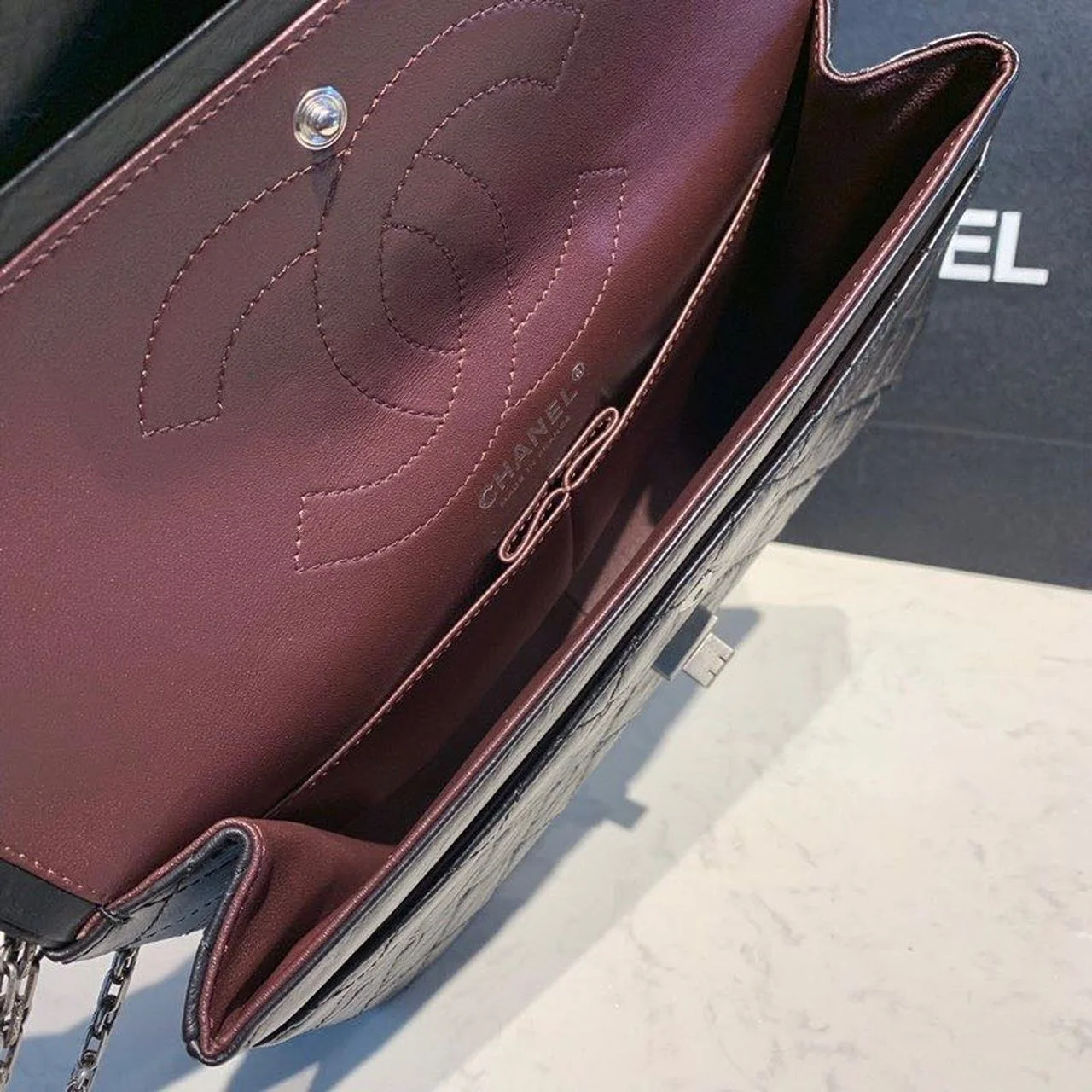 Chanel 2.55 Handbag Silver Hardware Black For Women, Women’s Bags, Shoulder And Crossbody 11in/28cm A37586