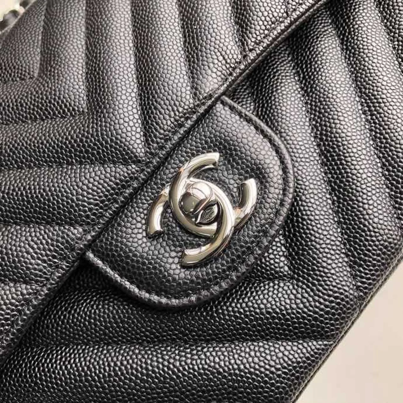 Chanel Chevron Classic Handbag Silver Hardware Black For Women, Women’s Bags, Shoulder And Crossbody Bags 10.2in/26cm