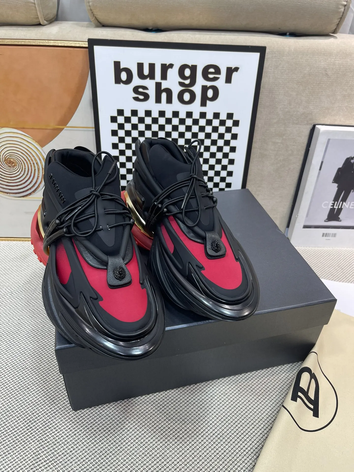 Bam man and women shoes heels 8cm red black