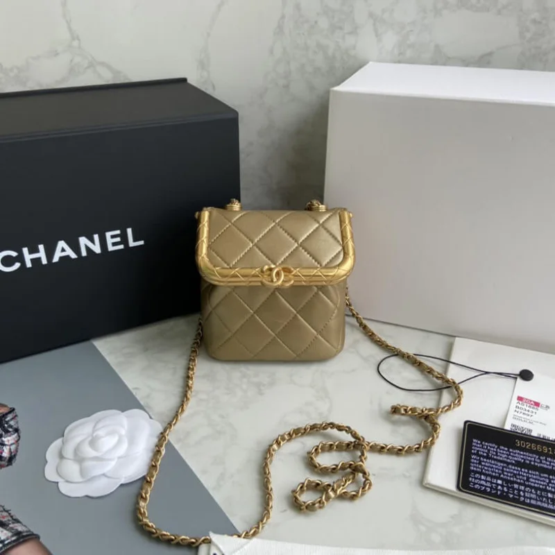 Chanel Small Lambskin Kiss-Lock Bag As1885