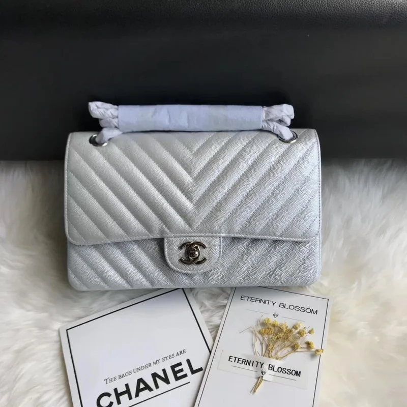 Chanel Chevron Caviar Calfskin Class-Flap Bag A01112