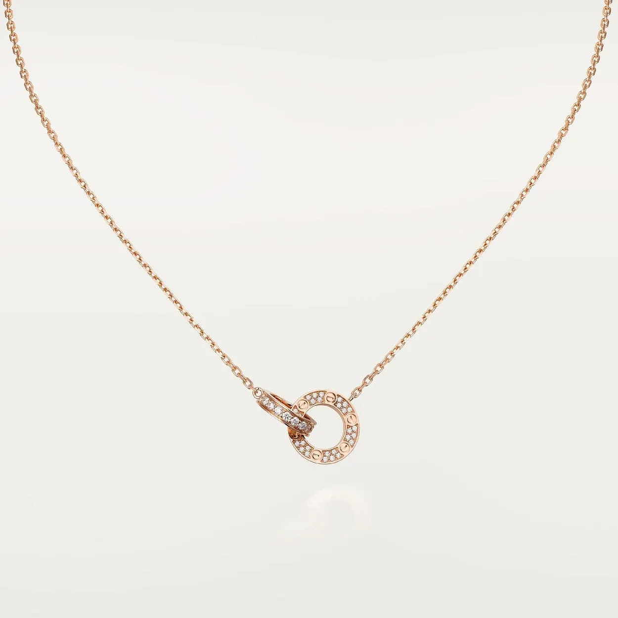 car Love Necklace Interlocking Circles Necklace With Diamond Paved