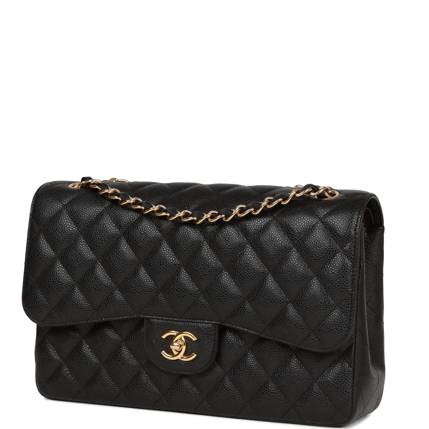 Jumbo Classic Double Flap Bag Black Caviar Gold Hardware