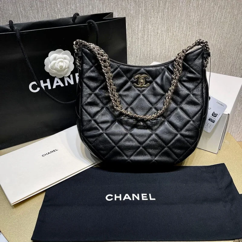 Chanel Hobo Bag In Lambskin As3153 Black