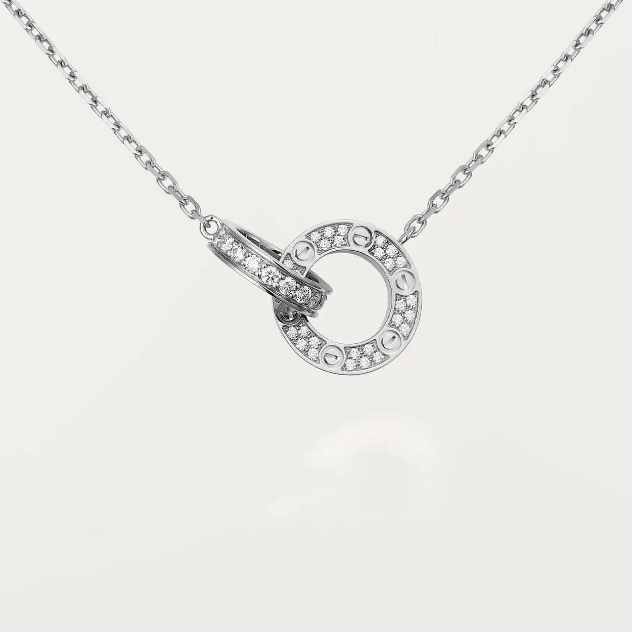 car Love Necklace Interlocking Circles Necklace With Diamond Paved