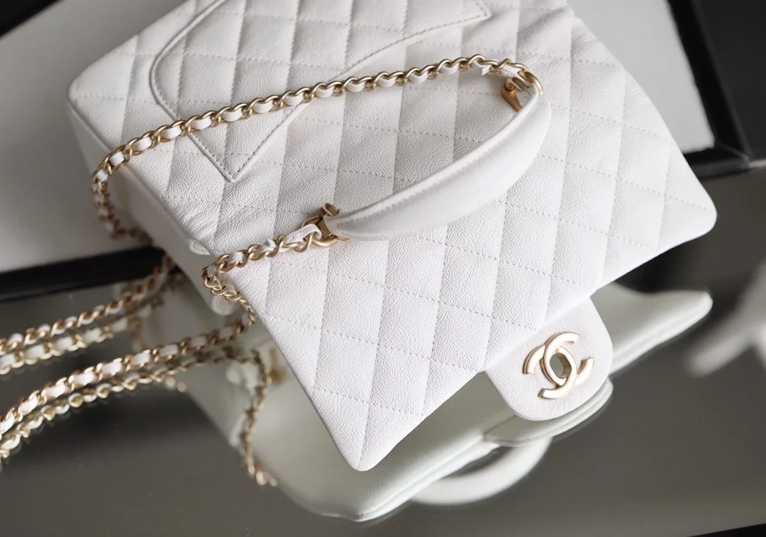 Chanel Mini Flapbag With Top Handle White For Women 7.8in/20cm