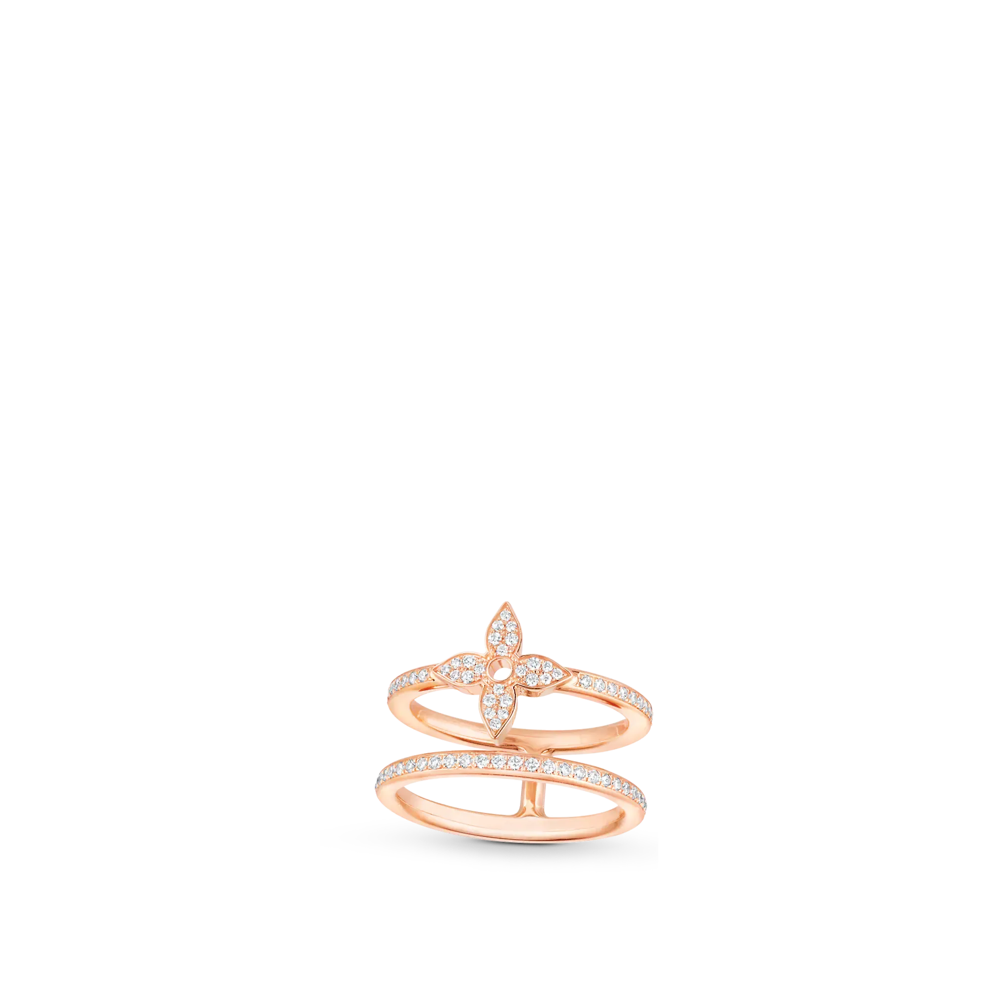Idylle Blossom Rose Gold and Diamond Double Row Ring