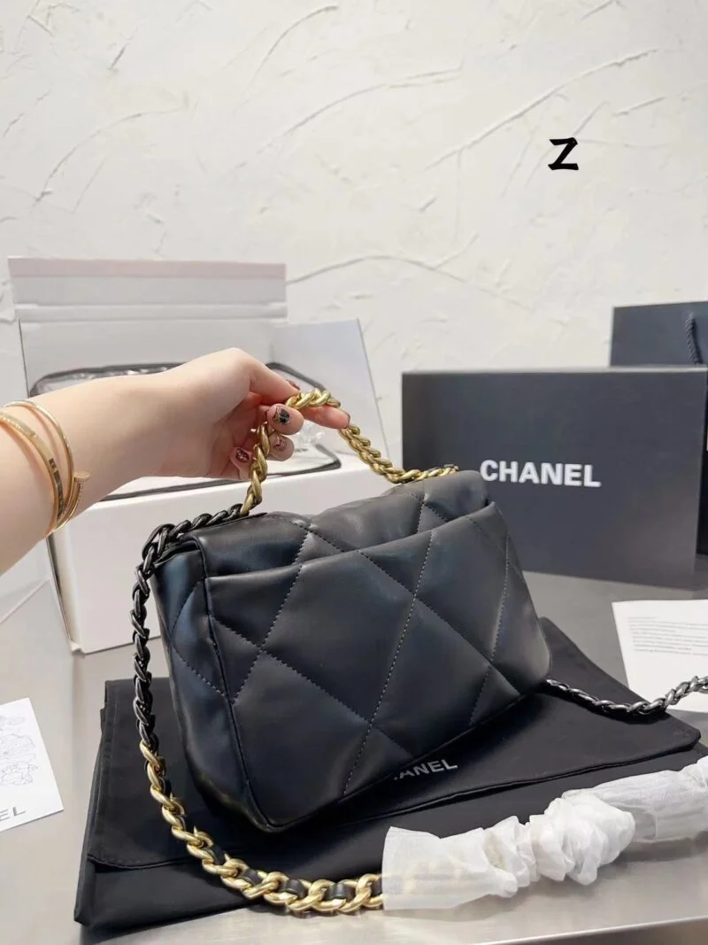 Chanel 19 Hand 2Way Chain Shoulder Bag As1160 Lamb Leather Black Used Women