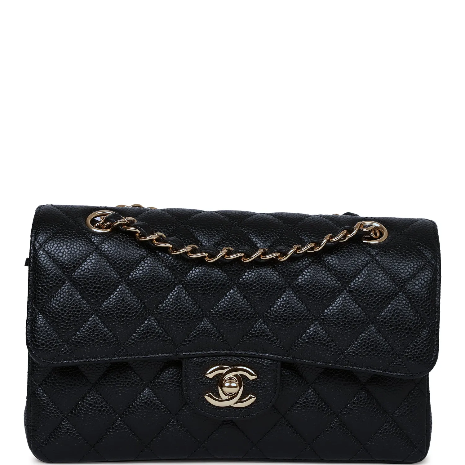 Small Classic Double Flap Bag Black Caviar Gold Hardware