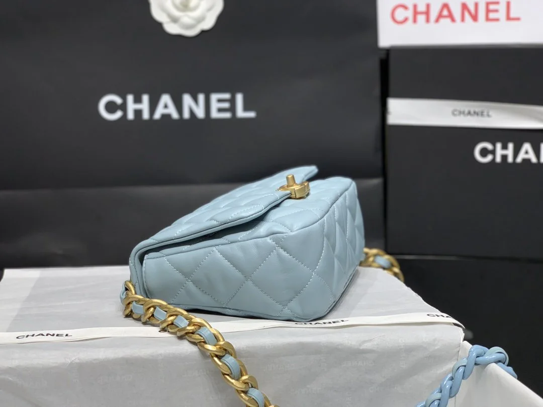 Chanel Small Flap Bag Gold-Tone Metal Blue Bag For Women 16cm/6.2in