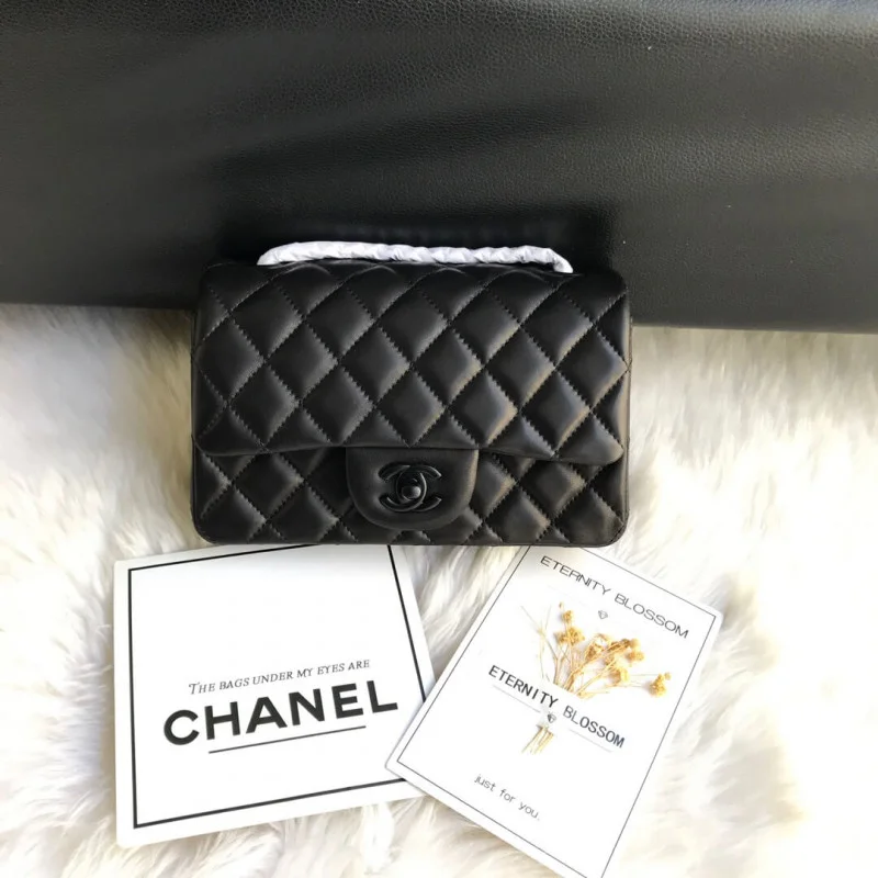 Chanel Lambskin 20Cm Class-Flap Bag 1116 Black