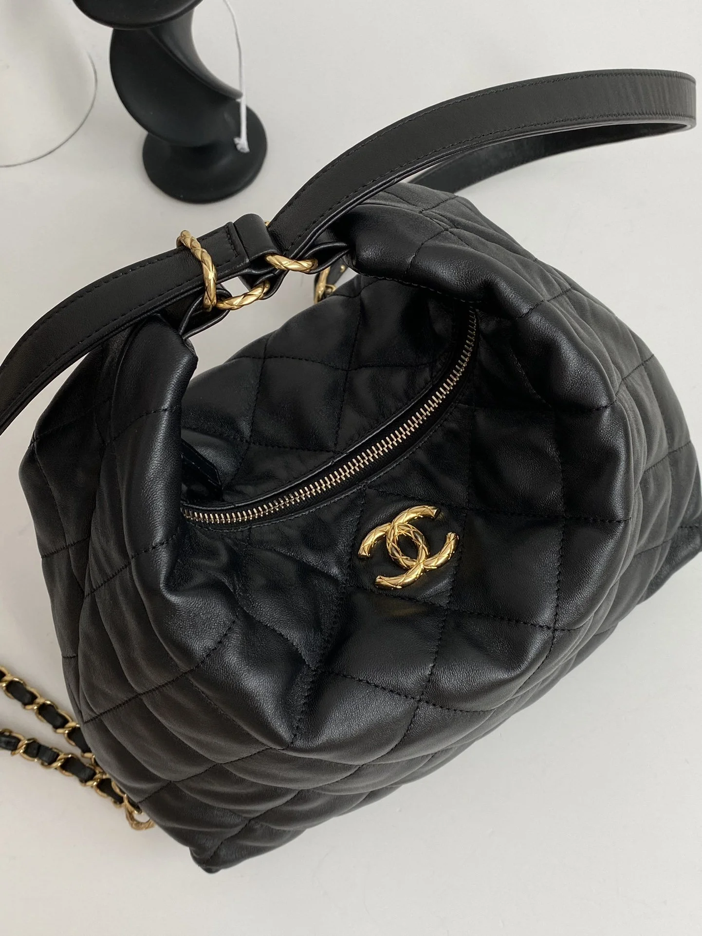 Chanel Maxi Hobo Bag Black For Women, Women’s Bags 13.7in/35cm AS3488 B08857 94305