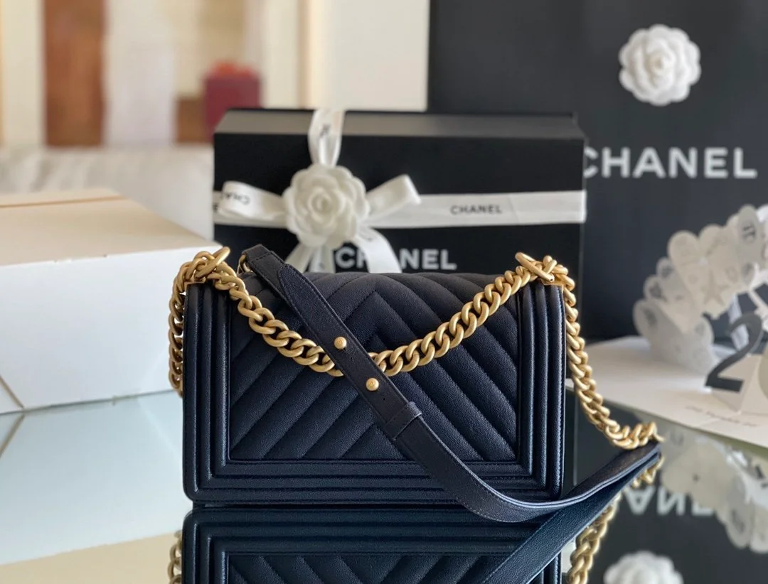 Chanel Medium Boy Handbag Dark Blue For Women 9.8in/25cm A67086