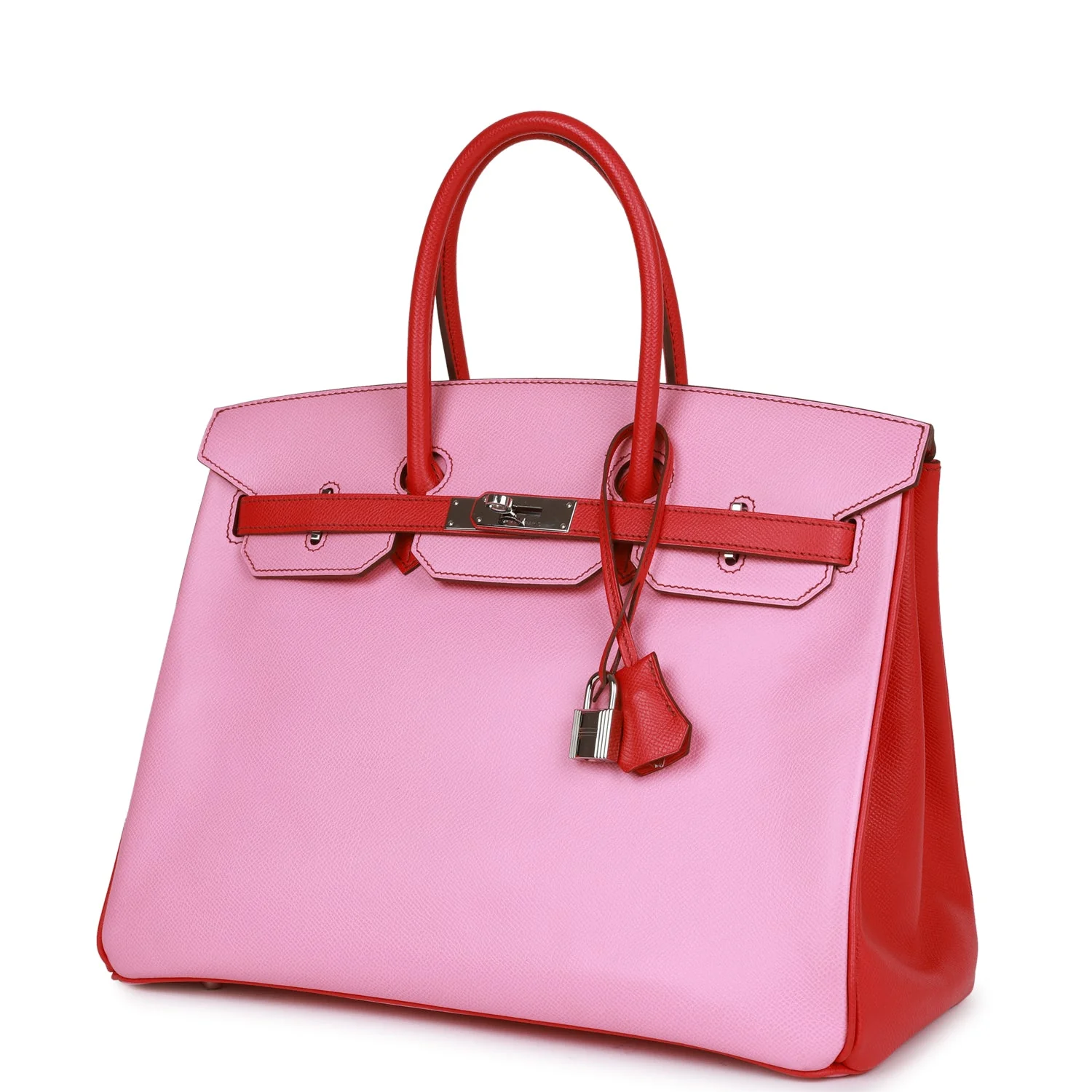 Pre-owned Hermes Special Order (HSS) Birkin 35 Bubblegum and Bougainvillea Epsom Palladium Hardware