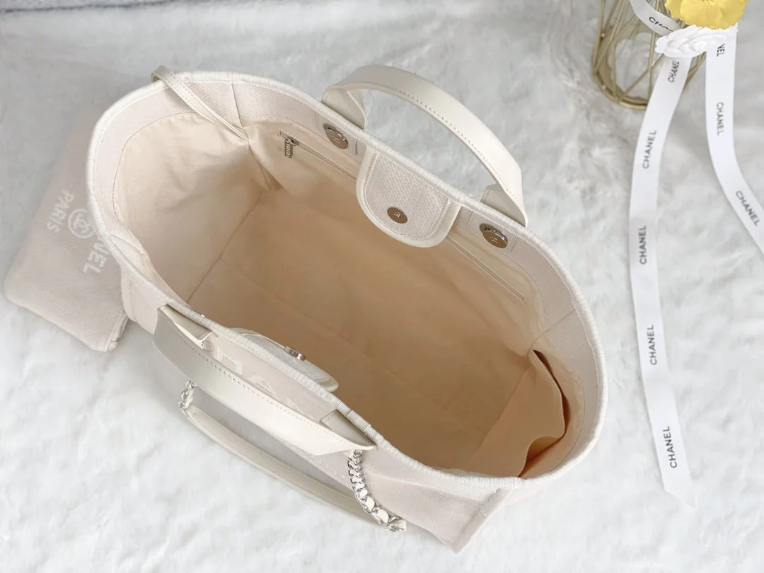 Chanel Small Shopping Bag Silver Hardware Cream For Women, Women’s Handbags, Shoulder Bags 15.2in/39cm AS3257