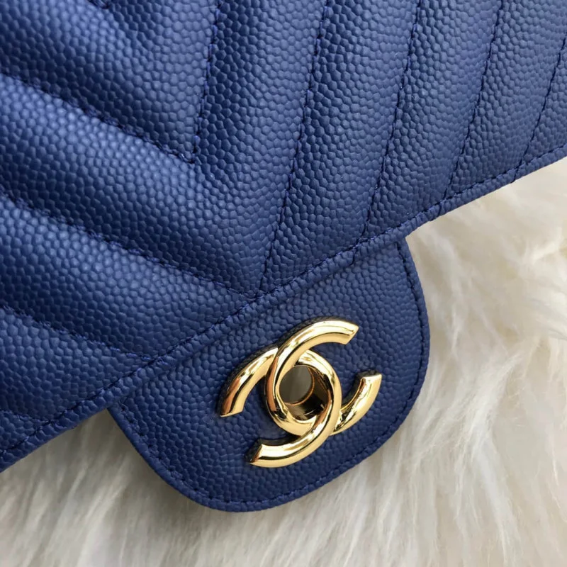 Chanel Chevron Caviar Leathe 17Cm Class-Flap Bag 1115