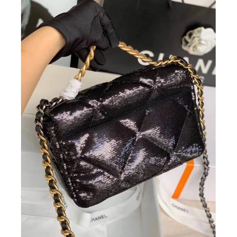 Chanel 19 Flap Bag In Tweed&AmpSequins As1160